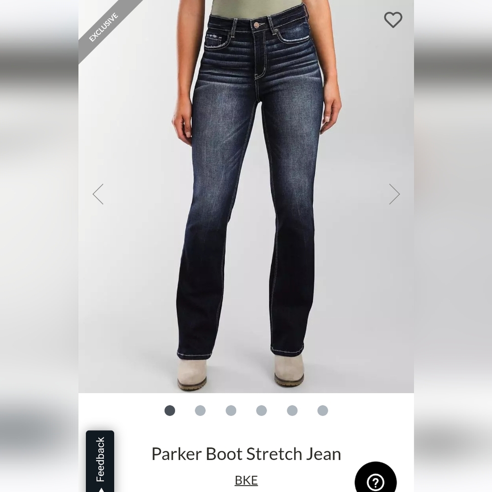 BKE Buckle Parker Boot Stretch Jeans Teeter High Rise Teeter Dark Sz 24 - Picture 2 of 16